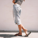 Vint Blue Denim Capri Pants Woman Pants Eme Studios