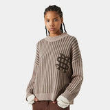 Badge Muddy Brown Stripes Knit Sweater Knitwear eme