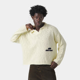 Kiff Off Sand Distressed Knit Polo Knitwear eme