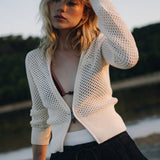 Ursula Off Sand Crochet Full Zip Woman Knitwear Eme Studios