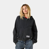 Waffle Navy Croped Boxy Full Zip Hoodies Eme Studios