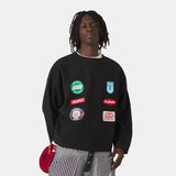 Patches Black Oversized Crewneck Sweatshirts Eme Studios
