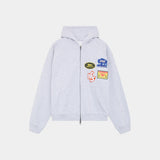 Patches Heather Grey Full Zip Hoodies eme