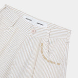 Striped Off Sand Baggy Pants Pants eme