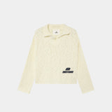 Kiff Off Sand Distressed Knit Polo Knitwear eme