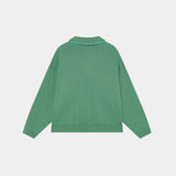 Pinstripe Deep Grass Knit Polo Knitwear Eme Studios