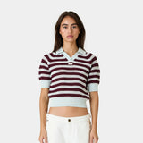 Ocata Navy Crochet Knit Polo Woman Knitwear Eme Studios