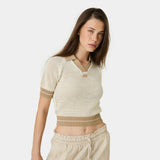 Ocata Off Sand Crochet Knit Polo Woman Knitwear Eme Studios
