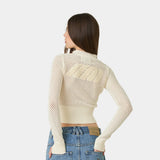 Ursula Off Sand Crochet Full Zip Woman Knitwear Eme Studios