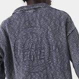 Kiff Navy Distressed Knit Polo Knitwear eme