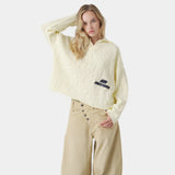 Kiff Off Sand Distressed Knit Polo Knitwear eme