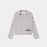 Kiff Grey Distressed Knit Polo Knitwear eme