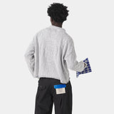 Kiff Grey Distressed Knit Polo Knitwear eme