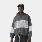 Thrill Grandpa Grey Zipper Knit Knitwear eme