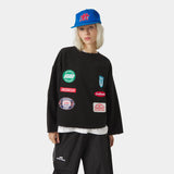 Patches Black Oversized Crewneck Sweatshirts Eme Studios