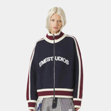 Echellor Navy Zipper Knit Knitwear Eme Studios
