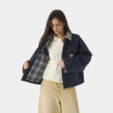 Ethos Navy Boxy Coat Outerwear eme