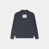 Grid Navy Cable Knit Sweater Knitwear Eme Studios