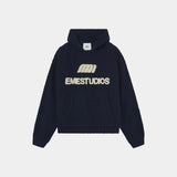 Pidgey Navy Knitted Oversized Hoodie Knitwear Eme Studios