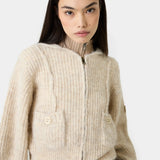 Zoe Off Sand Zipper Knit Woman Knitwear Eme Studios