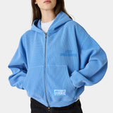 Waffle Cobalt Croped Boxy Full Zip Hoodies Eme Studios