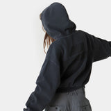 Waffle Navy Croped Boxy Full Zip Hoodies Eme Studios