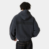 Waffle Navy Croped Boxy Full Zip Hoodies Eme Studios