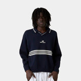 Pivot Navy Knit Polo Knitwear Eme Studios