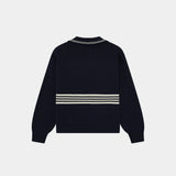 Pivot Navy Knit Polo Knitwear Eme Studios