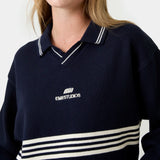 Pivot Navy Knit Polo Knitwear Eme Studios