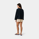 Pocket Navy Reverse Crewneck Sweatshirts Eme Studios