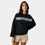 Pocket Navy Reverse Crewneck Sweatshirts Eme Studios