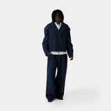 Tide Navy Linen Blazer Outerwear Eme Studios