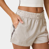 Yimmy Ecru Striped Shorts Woman Pants Eme Studios