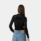 Ursula Black Crochet Full Zip Woman Knitwear Eme Studios