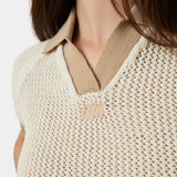 Ocata Off Sand Crochet Knit Polo Woman Knitwear Eme Studios