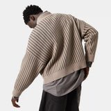 Badge Muddy Brown Stripes Knit Sweater Knitwear eme