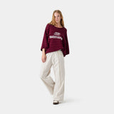 Striped Off Sand Baggy Pants Pants eme