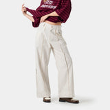 Striped Off Sand Baggy Pants Pants eme