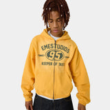 Keeper Mustard Cropped Boxy Full Zip Hoodies Eme Studios