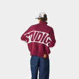 Thrill Burgundy Zipper Knit Knitwear eme