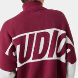 Thrill Burgundy Zipper Knit Knitwear eme