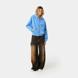 Waffle Cobalt Croped Boxy Full Zip Hoodies Eme Studios