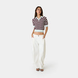 Ocata Navy Crochet Knit Polo Woman Knitwear Eme Studios