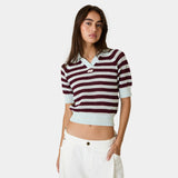 Ocata Navy Crochet Knit Polo Woman Knitwear Eme Studios