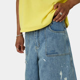 Riviera Blue Denim Shorts Shorts Eme Studios