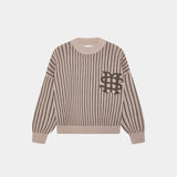 Badge Muddy Brown Stripes Knit Sweater Knitwear eme
