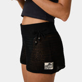 Barceloneta Black Crochet Shorts Woman Pants Eme Studios