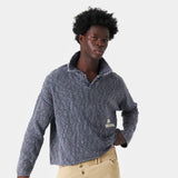 Kiff Navy Distressed Knit Polo Knitwear eme