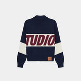 Thrill Navy Zipper Knit Knitwear eme